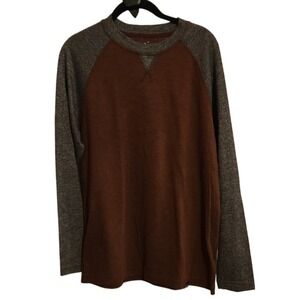 Eddie Bauer Mens Long Sleeve Raglan Shirt Brown Heather Gray Size Medium‎